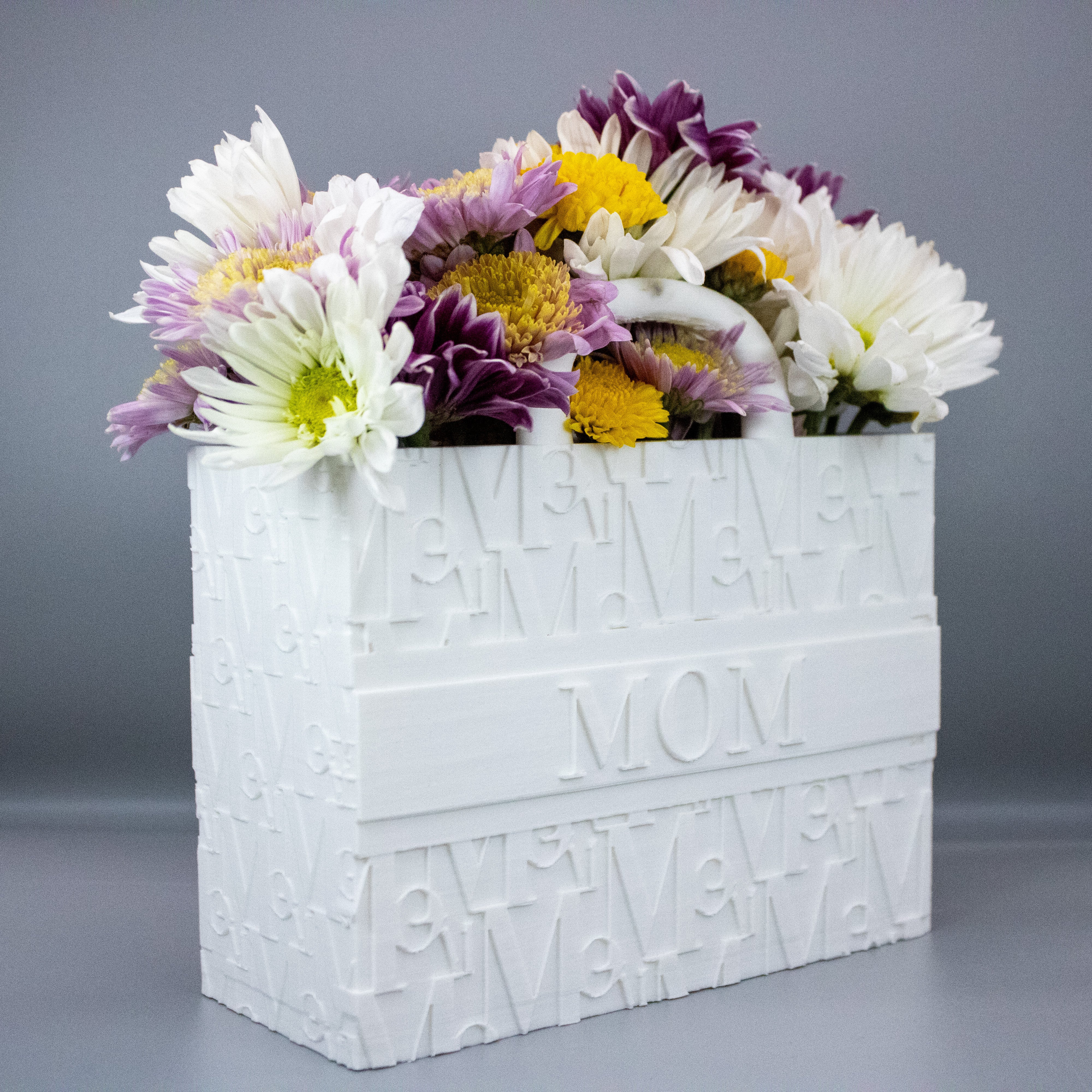 Mom Tote Bag Vase for Blooming Bouquets - Flower Vase - Flower Pot Home Decoration- 3D Printed- Handbags for flowers- Mom Gift