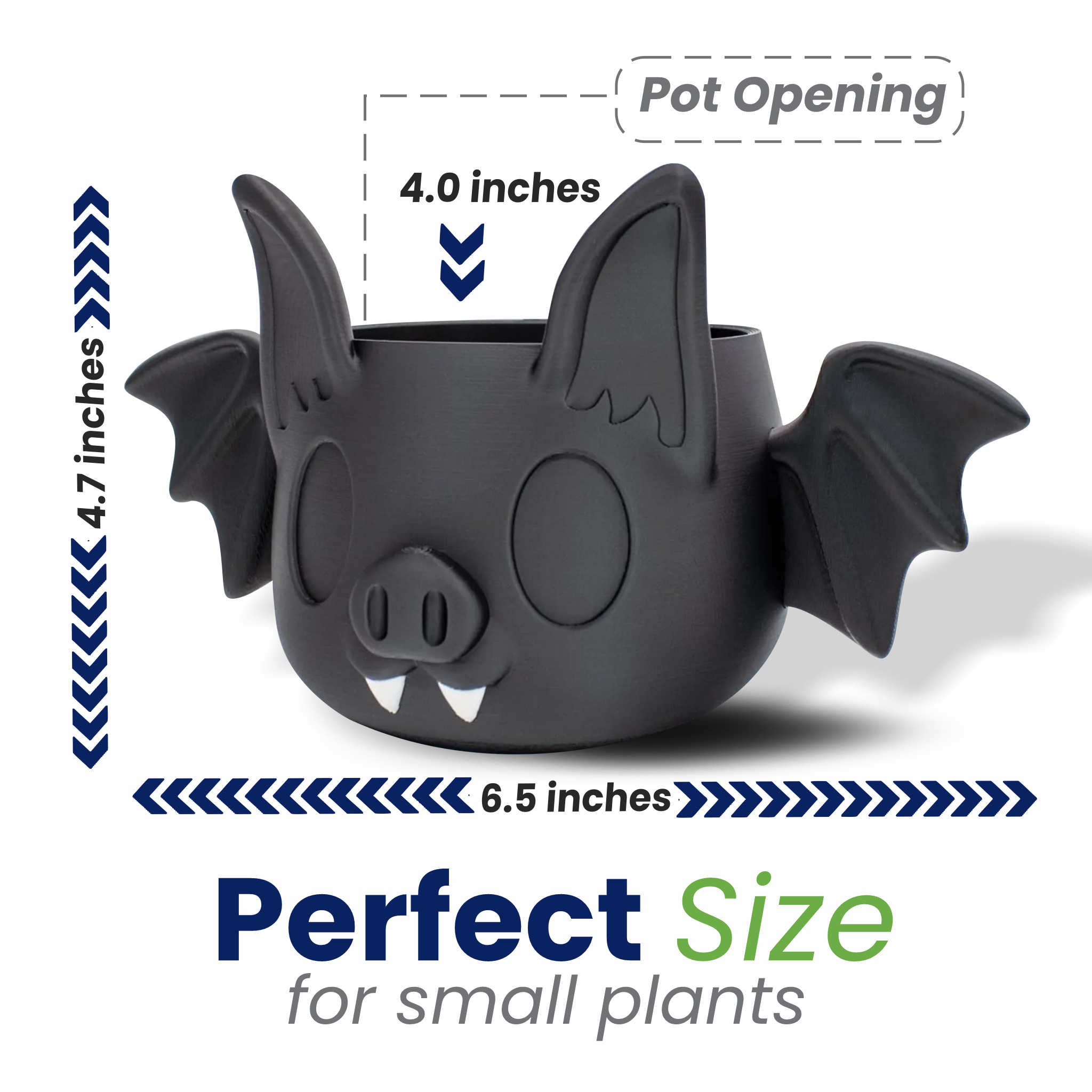 3D printed flying bat Halloween Decorations Indoor and outdoor Plant Pots, Planters for Gothic Home Decor, Flower Pot, Goth Pen Holde