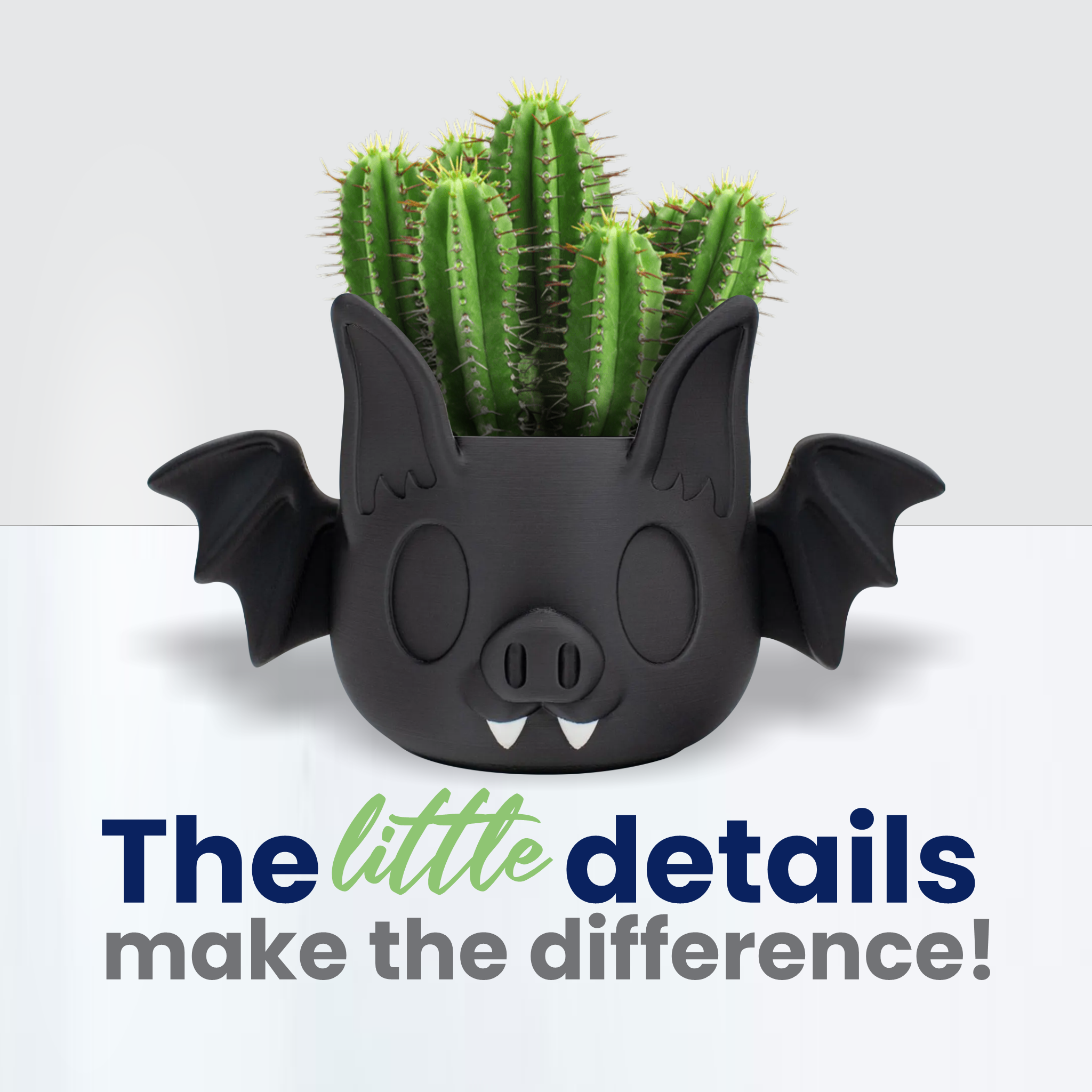 3D printed flying bat Halloween Decorations Indoor and outdoor Plant Pots, Planters for Gothic Home Decor, Flower Pot, Goth Pen Holde