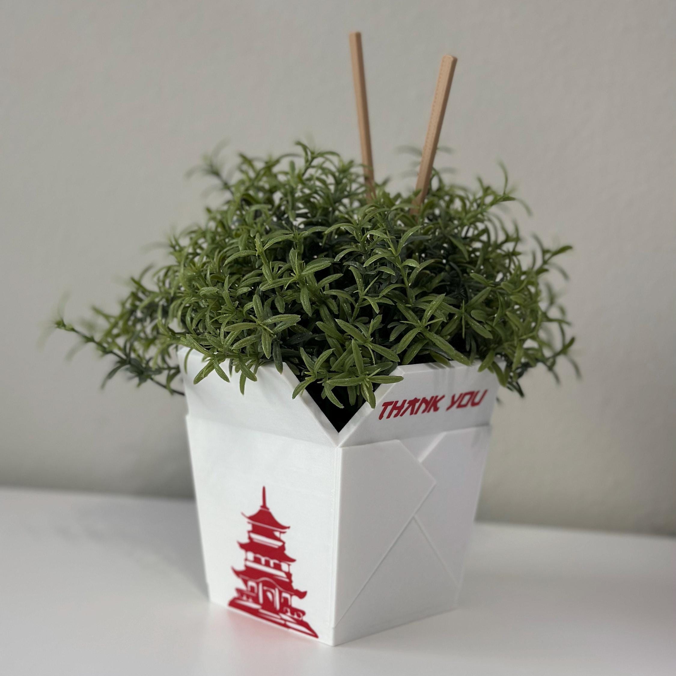 Chinese Planter Take-Out Box - FREE TWO CHOPSTICKS - Chinese Take out Planter | 3D printed planter