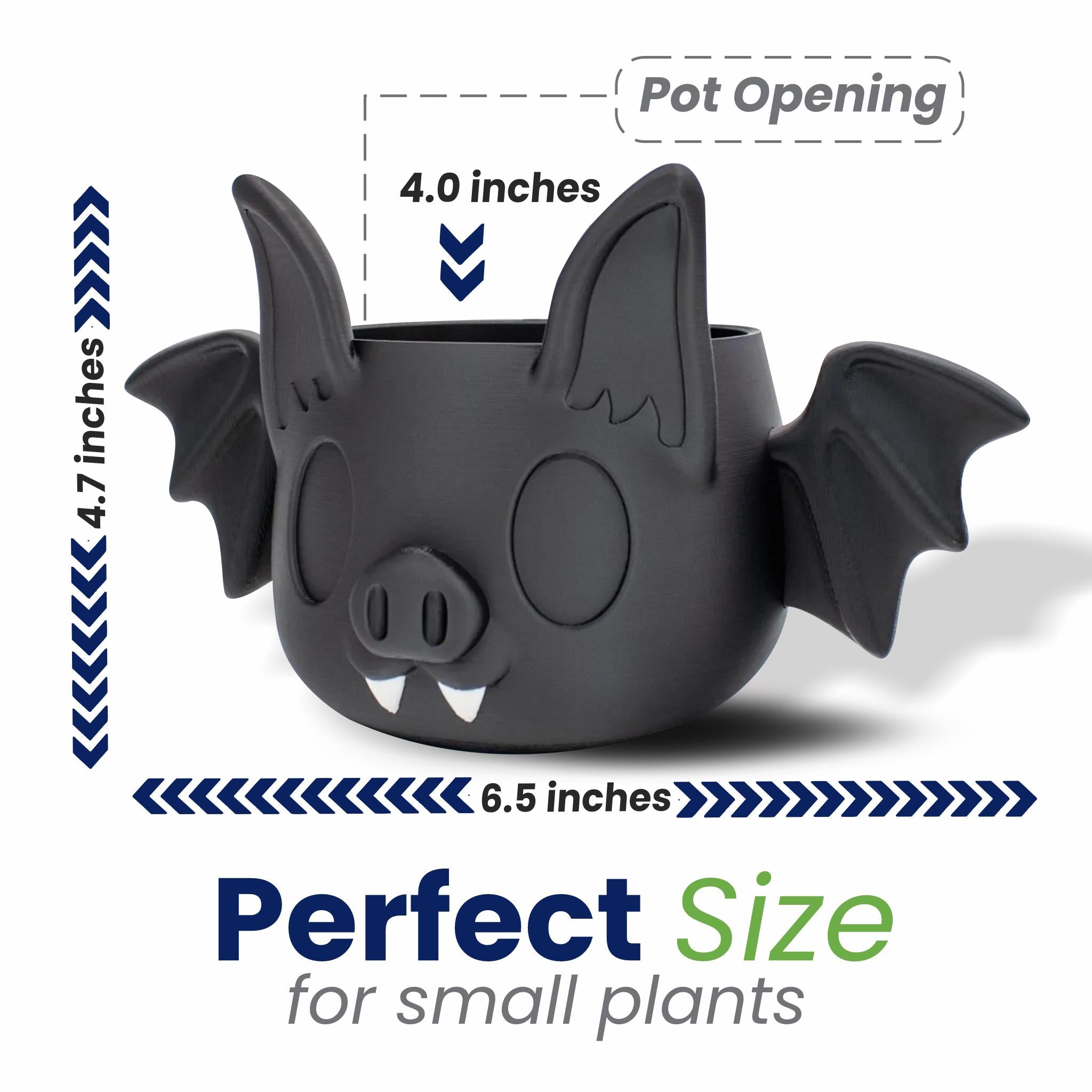 3D printed flying bat Halloween Decorations Indoor and outdoor Plant Pots, Planters for Gothic Home Decor, Flower Pot, Goth Pen Holder