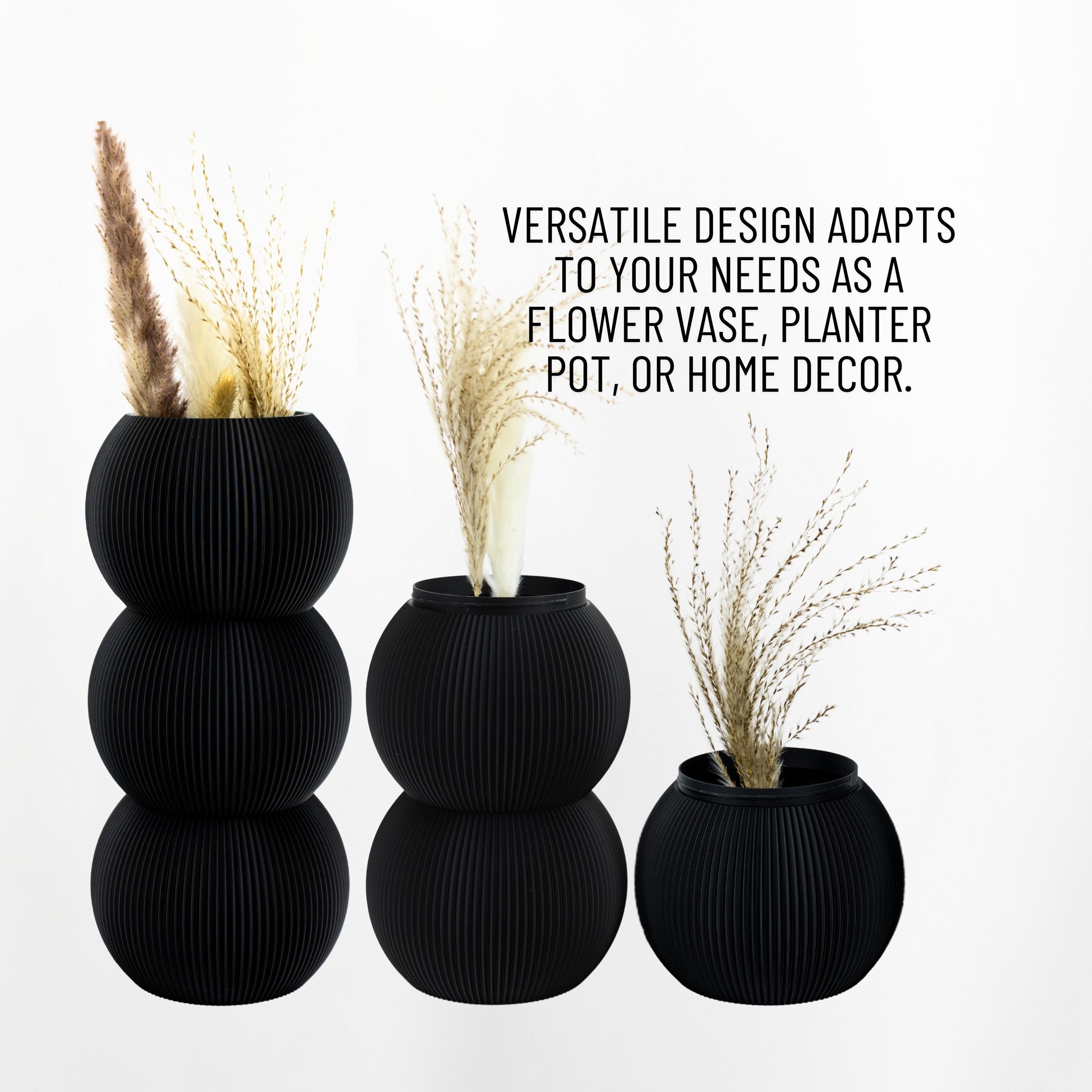 Minimalist Spherical 3D Printed Vase and Planter for Flowers and Plants - Modern Home Decor - Vase for Blooming Bouquets