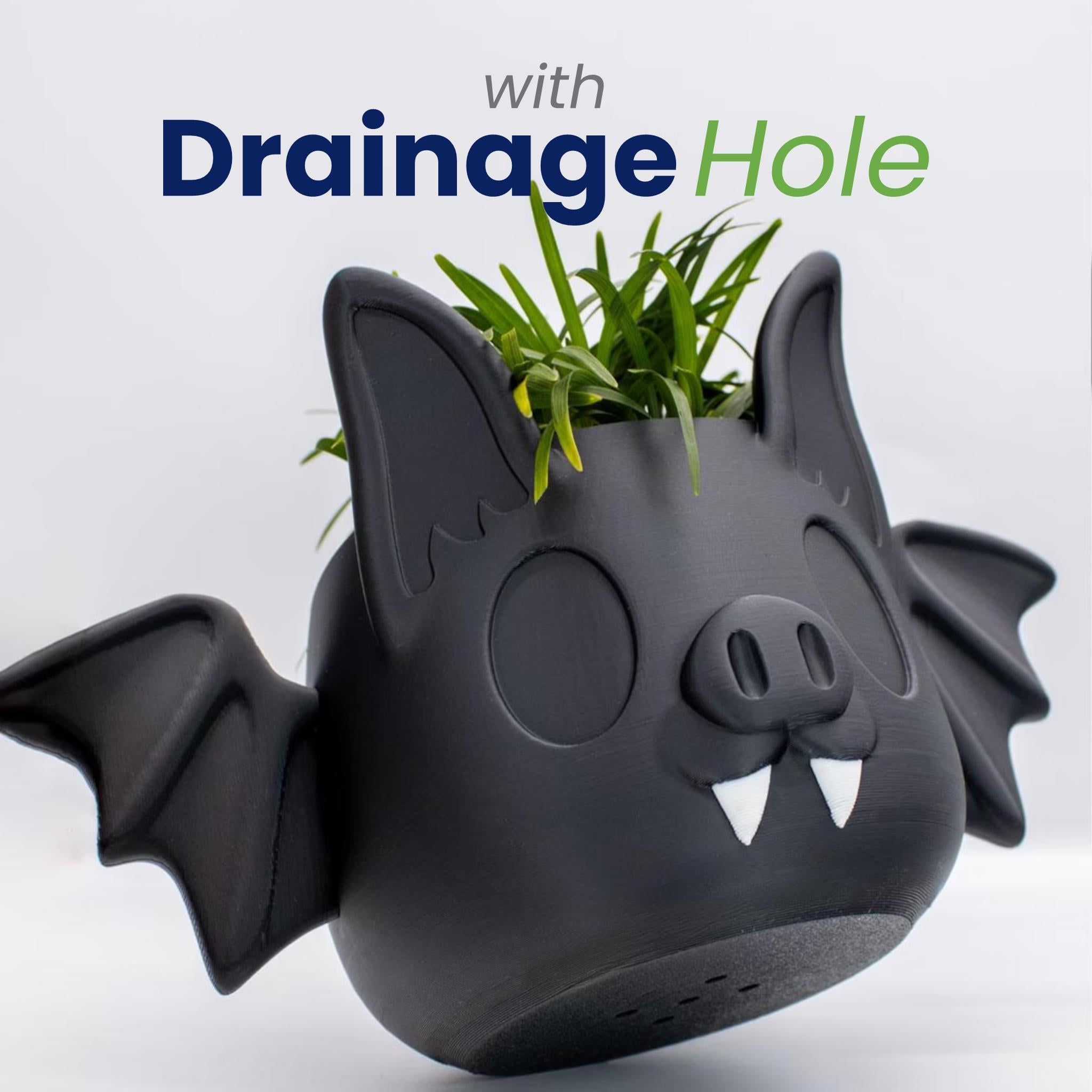 3D printed flying bat Halloween Decorations Indoor and outdoor Plant Pots, Planters for Gothic Home Decor, Flower Pot, Goth Pen Holder