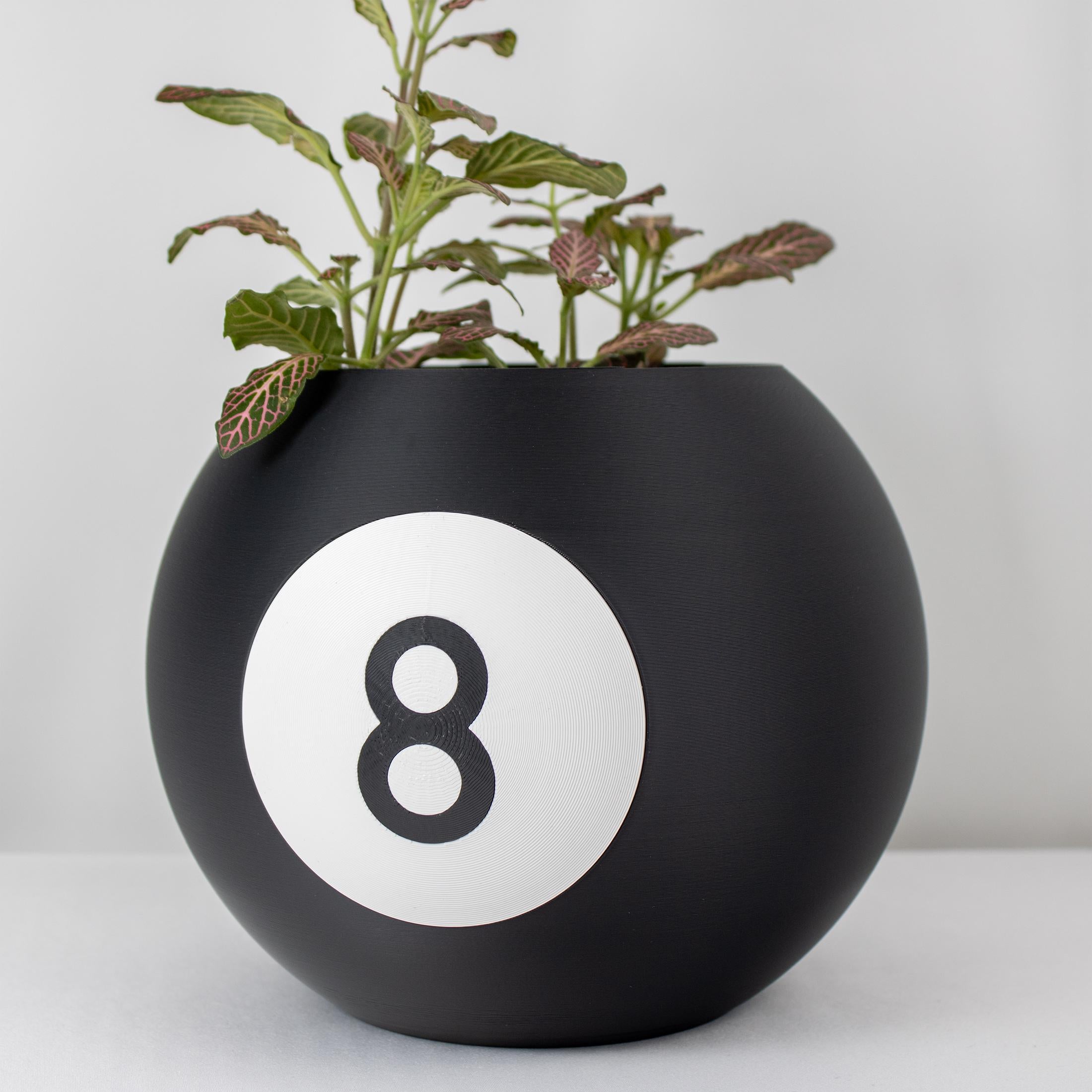 8-Ball Planter Pot with Drainage - Modern Decor for indooor - Gardening Enthusiasts -  Eco-Friendly -  Unique Plant Pot - Billiard Planter