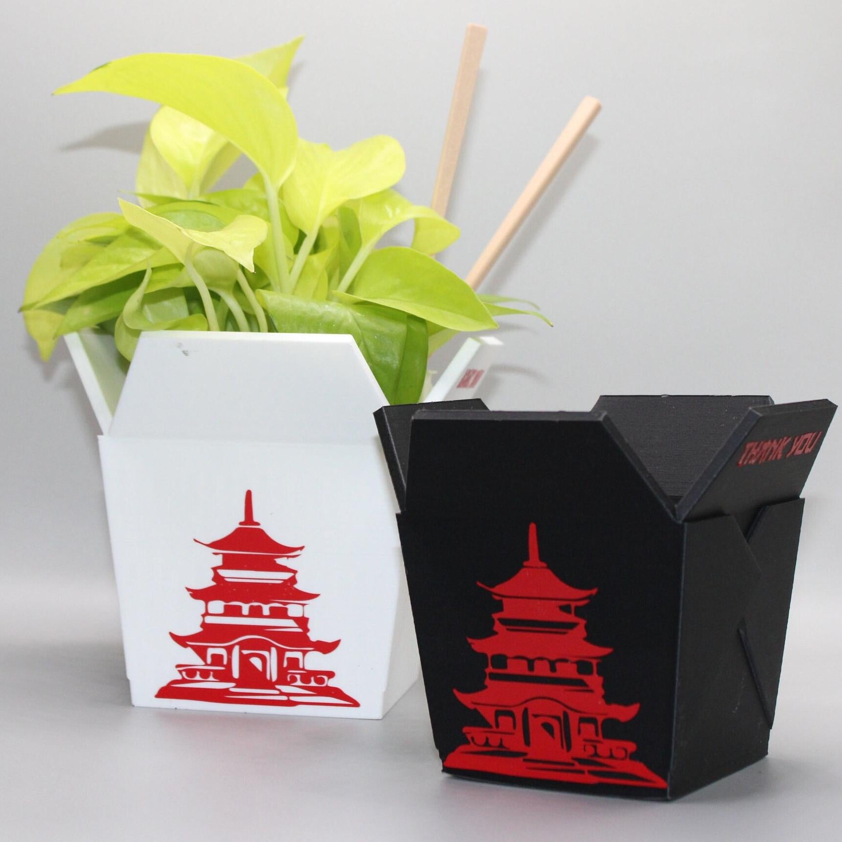 Chinese Planter Take-Out Box  Misprints Ready to ship - failed prints -FREE TWO CHOPSTICKS - Chinese Take out Planter 3D printed planter