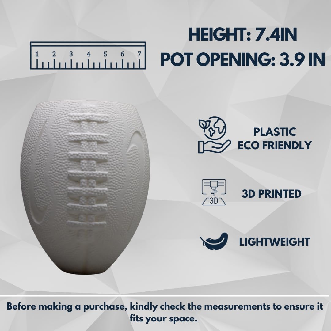 American Football Planter Pot 3D Printed - Plant Pot for Indoor Plants- Plastic -Unique planter for indoor with Drainage hole - MADE IN USA - Print Level 3D