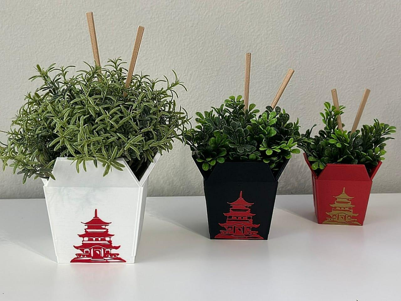 Chinese Planter Pot Take-Out Box - FREE TWO CHOPSTICKS - FREE SHIPPING - 3D printed planter - Planter Box - Print Level 3D