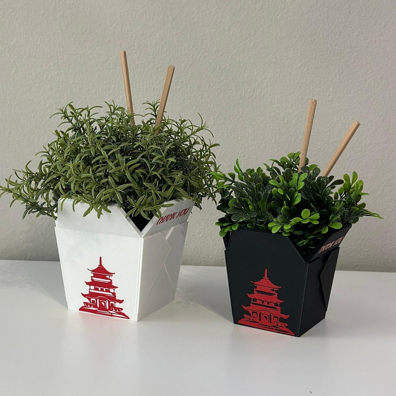 Chinese Planter Pot Take-Out Box - FREE TWO CHOPSTICKS - FREE SHIPPING - 3D printed planter - Planter Box - Print Level 3D