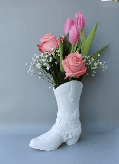 Cowboy Boot Vase for Blooming Bouquets - Flower Vase -Flower Pot Home Decoration - Print Level 3D