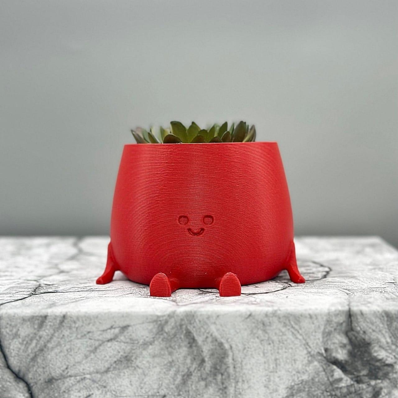 Happy Face Planter, Smiling Plant Pot, Kawaii Cute cute plant pot - Face Planters - Smiling Face Planter - Sitting Flower Pot - Print Level 3D