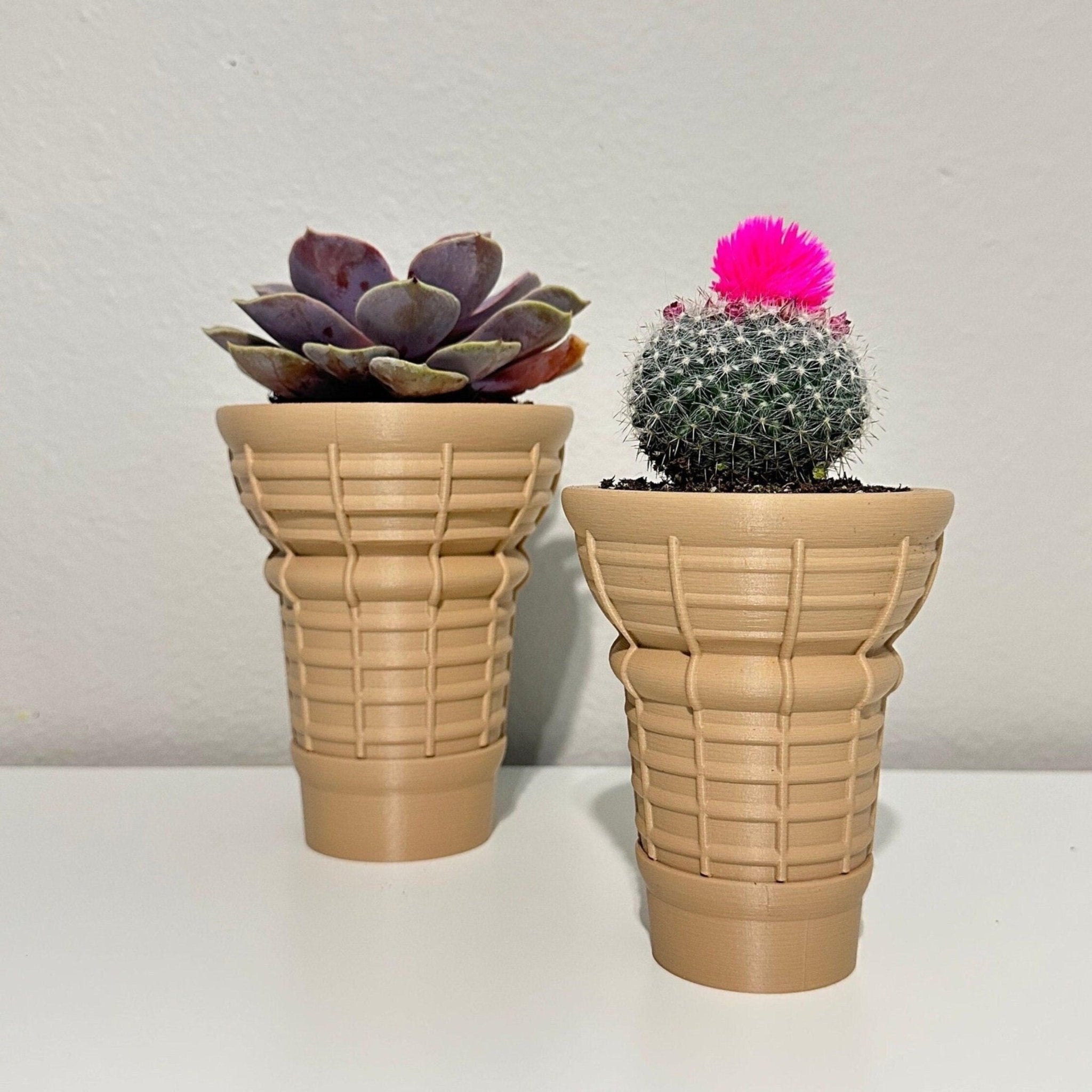 Ice Cream Planter - Pot With Drainage - ice cream cone - Cute Planter - Ice Cream Decor - 3D Planter - Print Level 3D