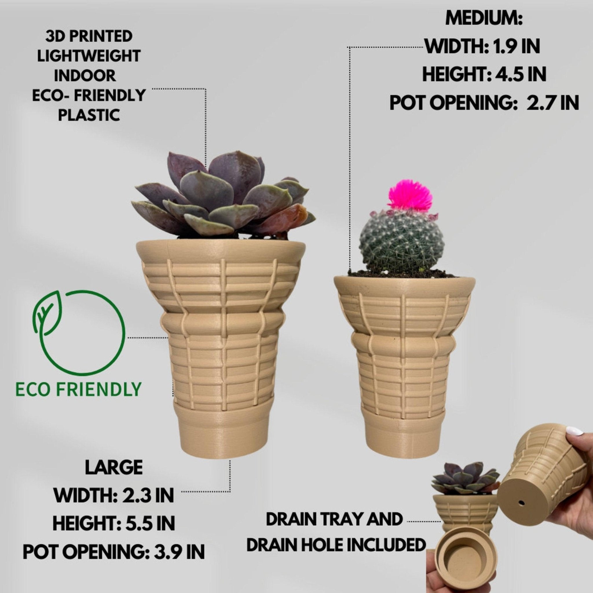 Ice Cream Planter - Pot With Drainage - ice cream cone - Cute Planter - Ice Cream Decor - 3D Planter - Print Level 3D