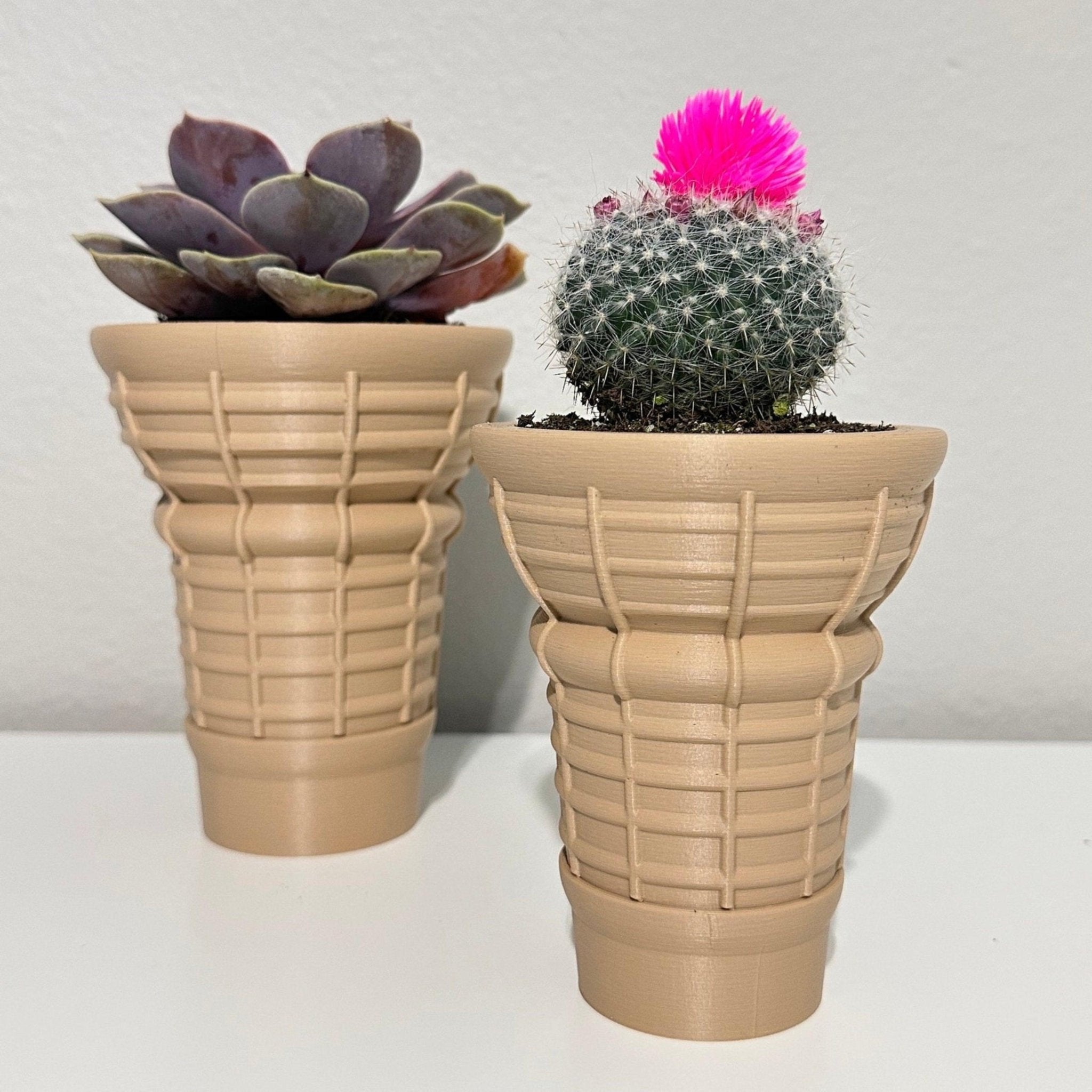 Ice Cream Planter - Pot With Drainage - ice cream cone - Cute Planter - Ice Cream Decor - 3D Planter - Print Level 3D