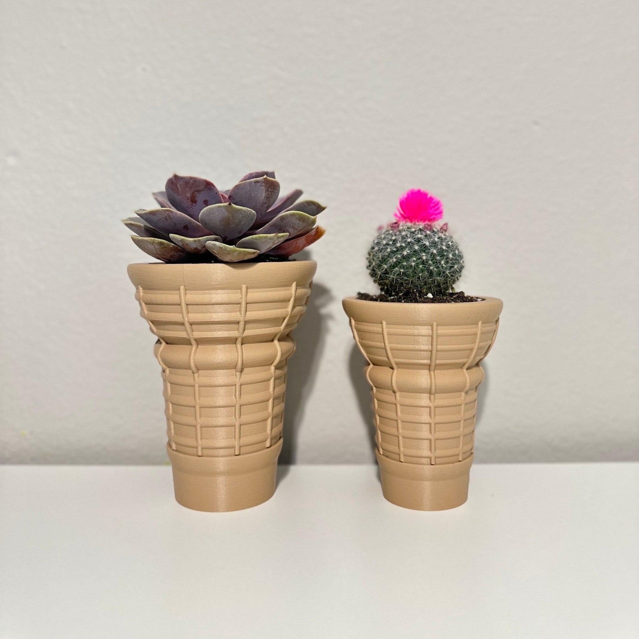 Ice Cream Planter - Pot With Drainage - ice cream cone - Cute Planter - Ice Cream Decor - 3D Planter - Print Level 3D