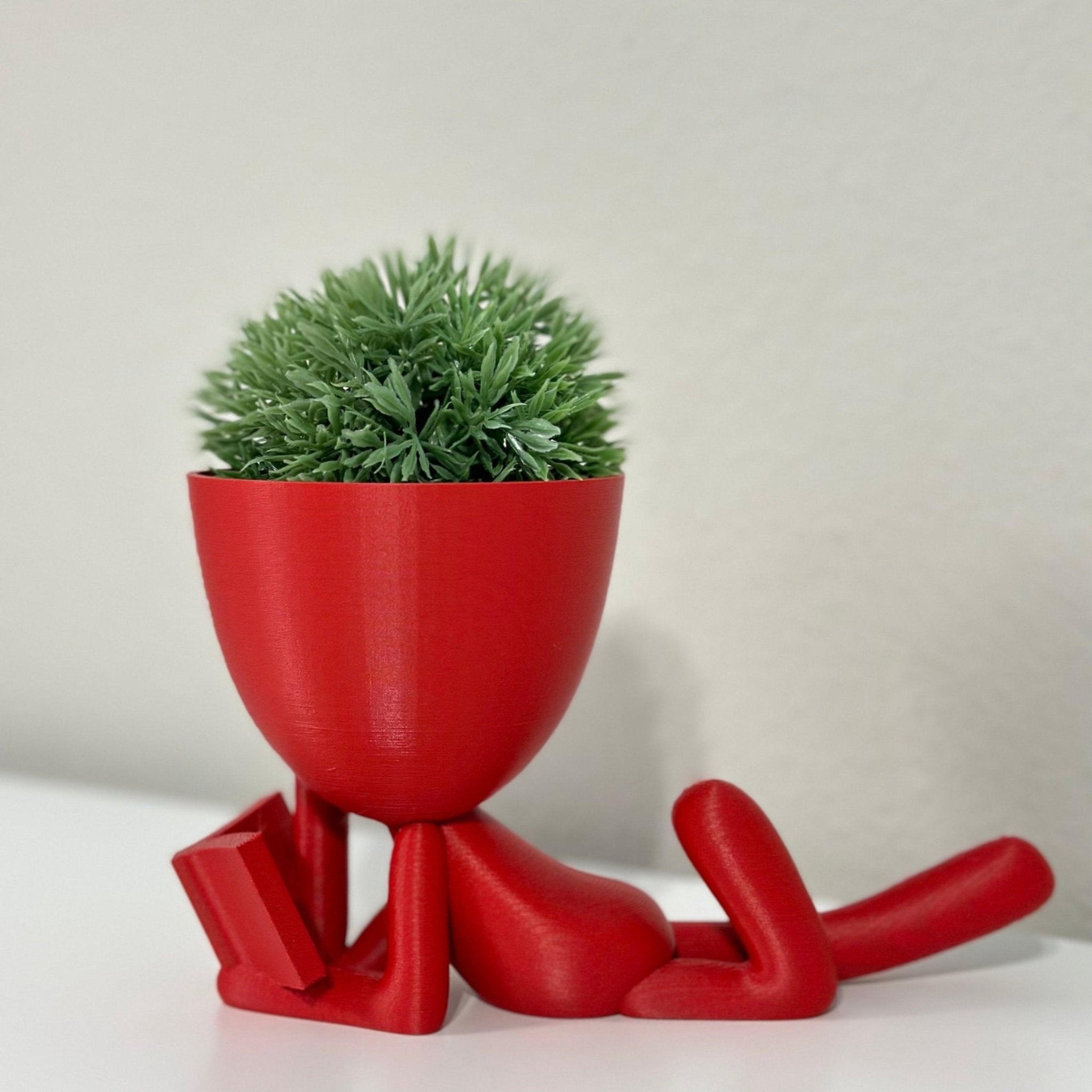 Planter Book Reader, People Planter - Small Plant Pot - 3d Printed Planter | Plant Stand | Book Nook - Print Level 3D