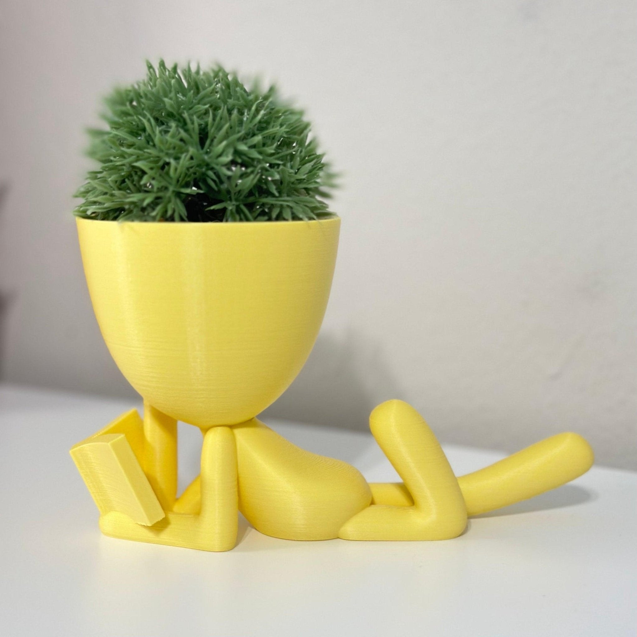 Planter Book Reader, People Planter - Small Plant Pot - 3d Printed Planter | Plant Stand | Book Nook - Print Level 3D