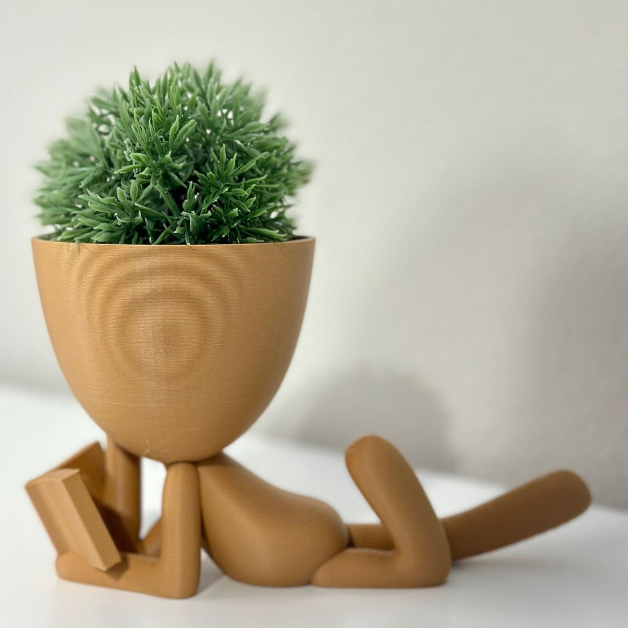 Planter Book Reader, People Planter - Small Plant Pot - 3d Printed Planter | Plant Stand | Book Nook - Print Level 3D