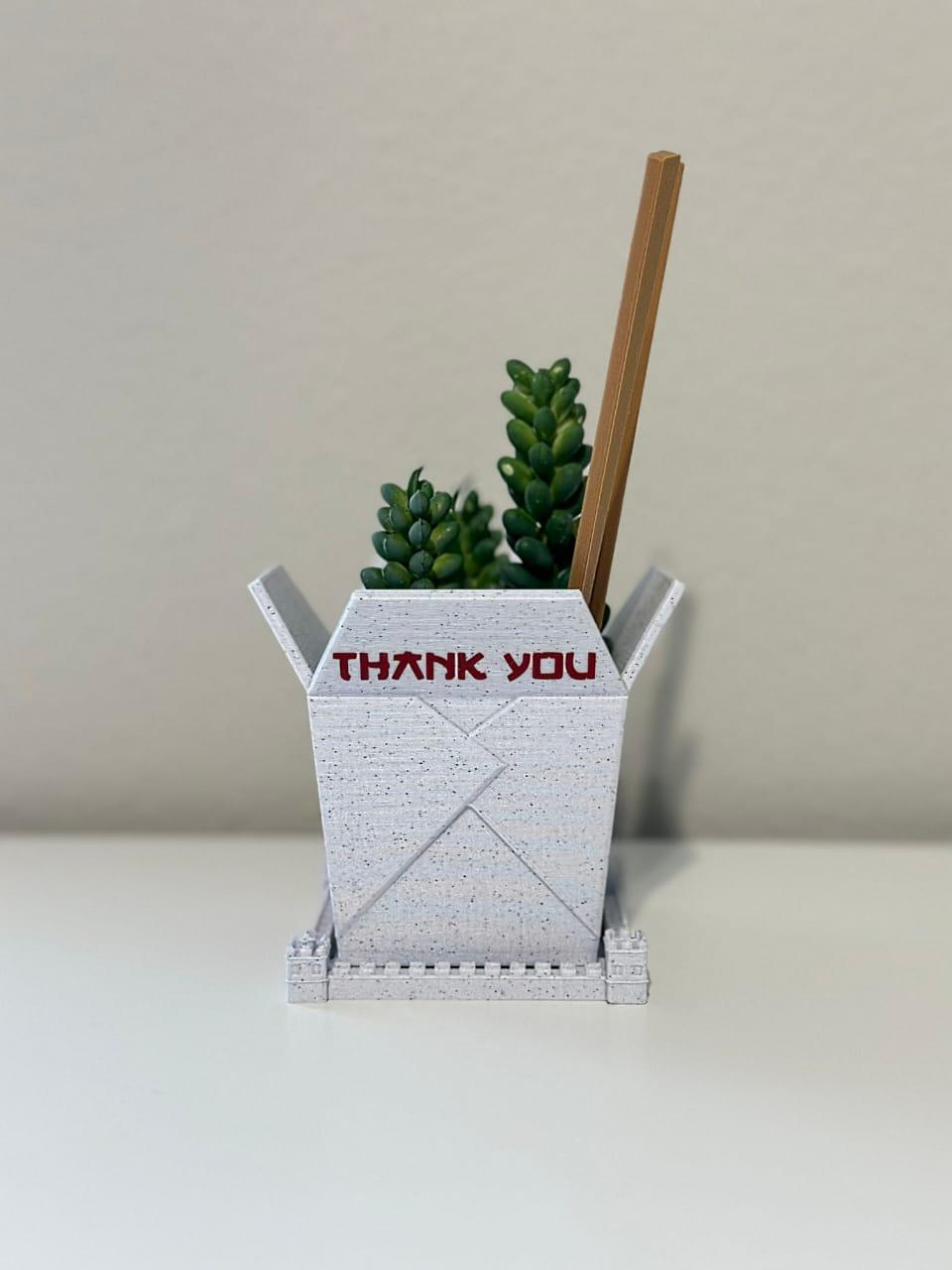 Planter plant pots 3d printed Chinese takeout, indoor planters Chinese Planter Take-Out Box Marble take out planter - Print Level 3D