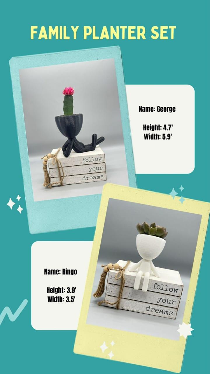 Set People Planter, Succulent Planter, Plant Pot Robert Cute Planter - Zen Planter - Print Level 3D