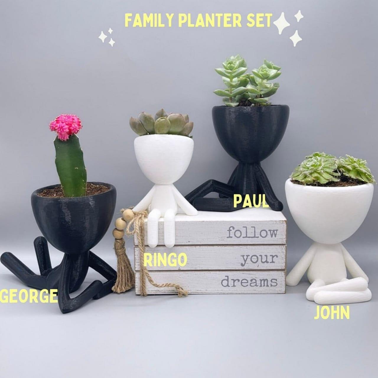 Set People Planter, Succulent Planter, Plant Pot Robert Cute Planter - Zen Planter - Print Level 3D