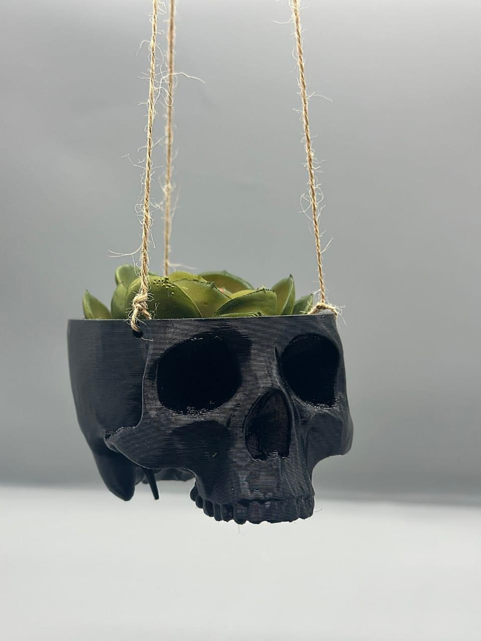 Skull Hanging Planter, Hanging Kit Included - Succulent Planter - 3D Printed - Print Level 3D