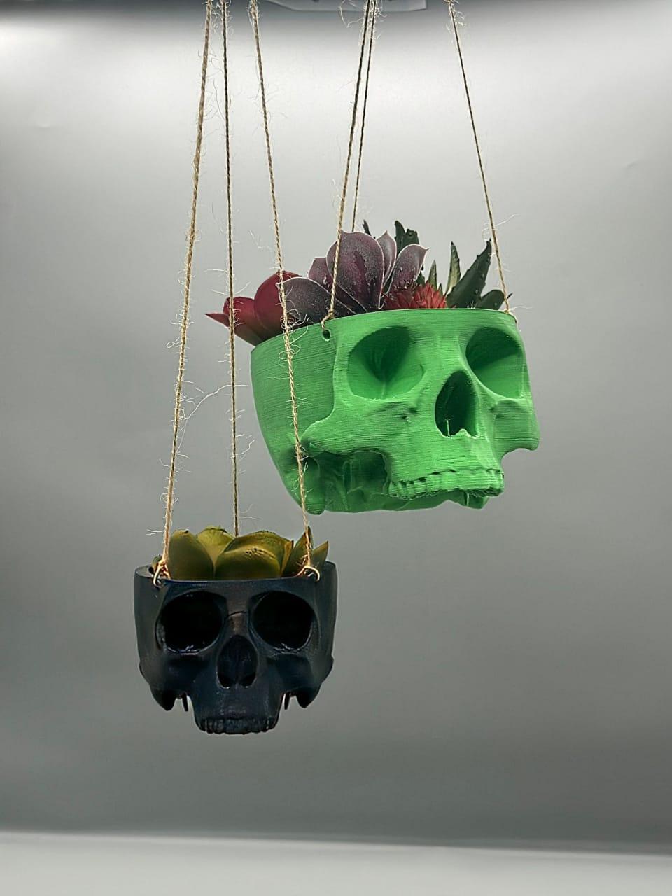 Skull Hanging Planter, Hanging Kit Included - Succulent Planter - 3D Printed - Print Level 3D