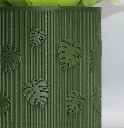 Starter Planter pot Monstera whit drain tray, 3D printed planter, plant lovers gift, valentine home decor - Print Level 3D