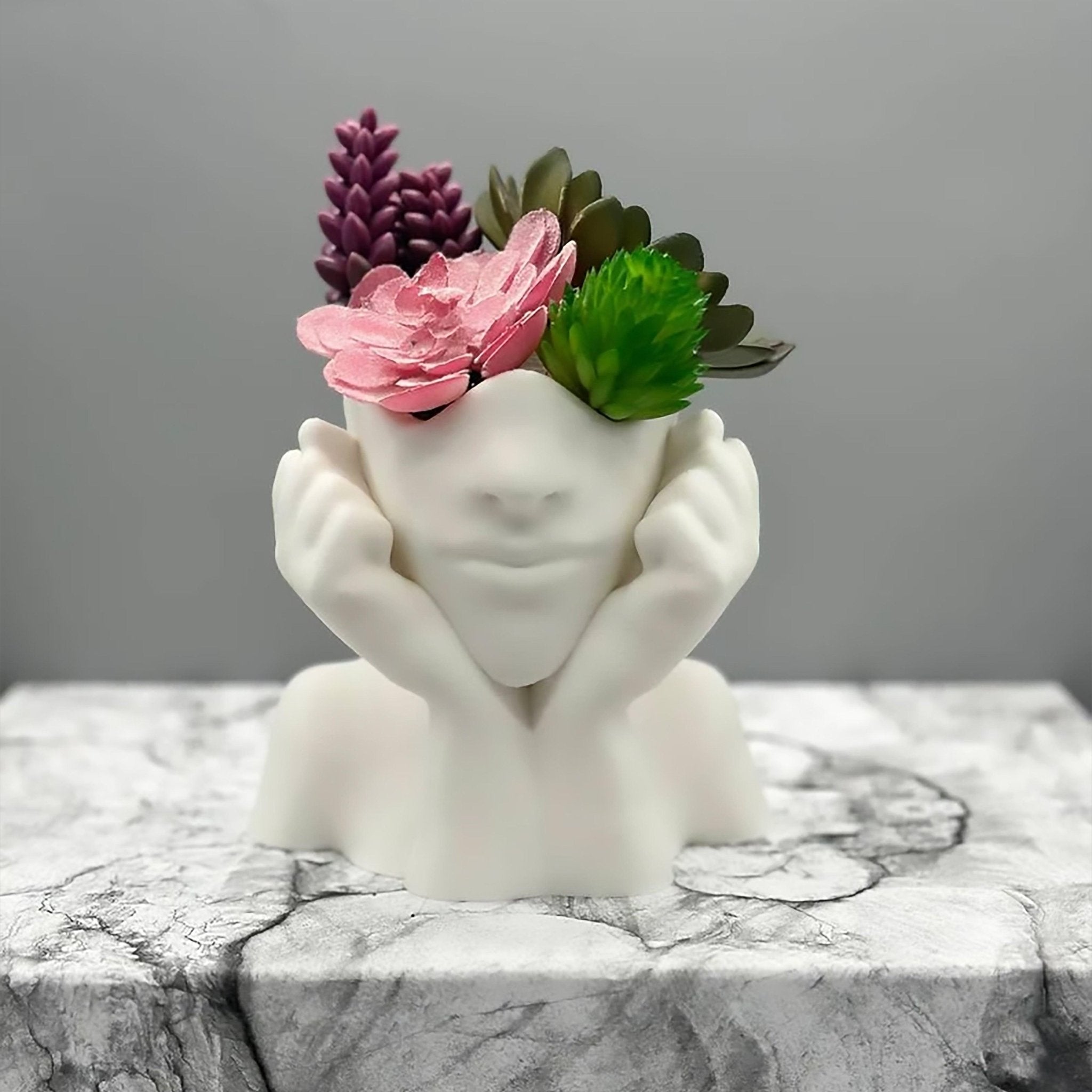 Women Face Plant Home Decor, Head Planter pot, Preppy Room Decor - Print Level 3D