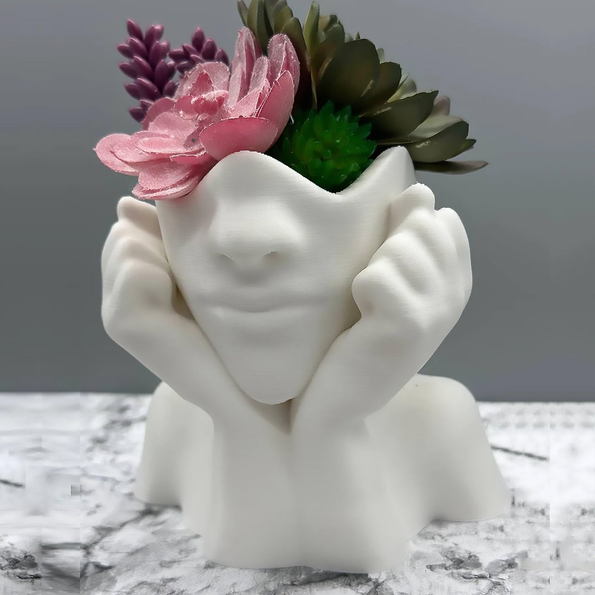 Women Face Plant Home Decor, Head Planter pot, Preppy Room Decor - Print Level 3D