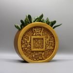 Year Of The Dragon Planter with drainage Chinese coins 3D printed